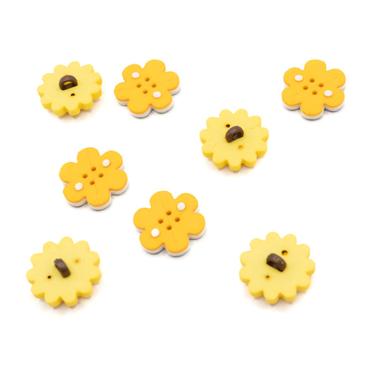 Country Sunshine Yellow Black Sunflower Daisy Flower Themed Buttons