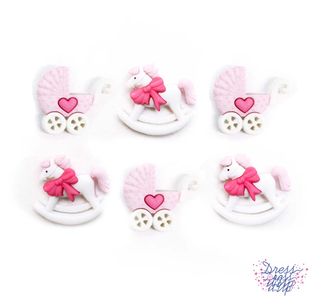 Horse and Buggy Rocking Horse Girl Baby Themed Embellishments