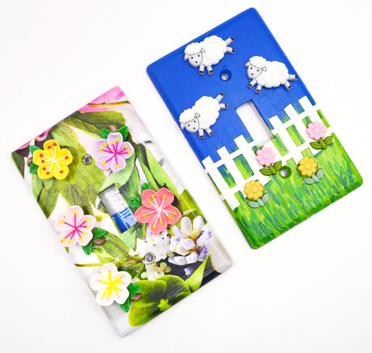 Counting Sheep Animal Nursery Spring Themed Buttons