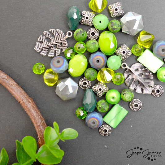 Bright Green beads from the Color Trends Bead mix in Rainforest by Jesse James Beads