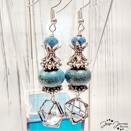 Parisian Blue Beaded Earrings with Wendy Whitman