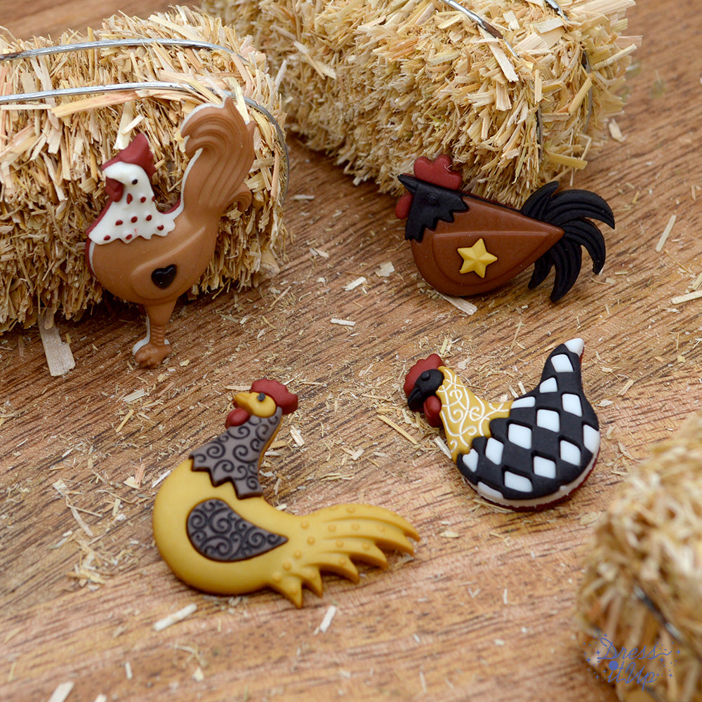 Poultry Buttons Hen House Barnyard Animal Bird Chicken Buttons – UK - Dress It Up / JJB