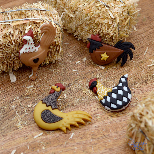 Hen House Barnyard Animal Bird Chicken Buttons