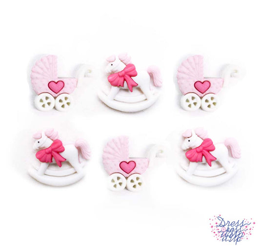 Horse and Buggy Rocking Horse Girl Baby Themed Embellishments